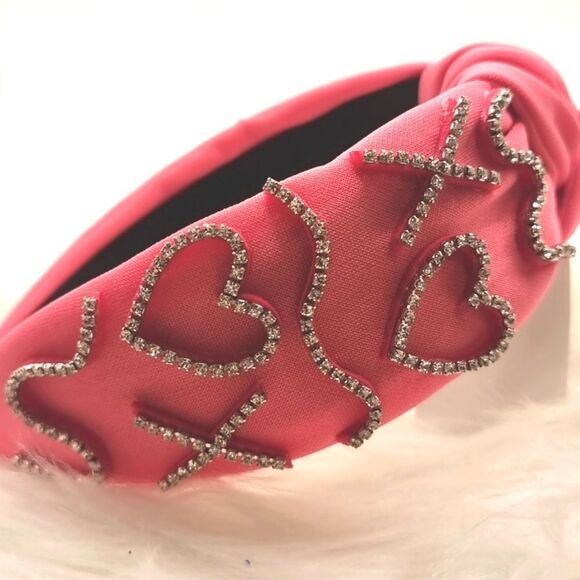 New XOXO BUBBLE GUM PINK LOVE rhinestone headband - Picture 6 of 8